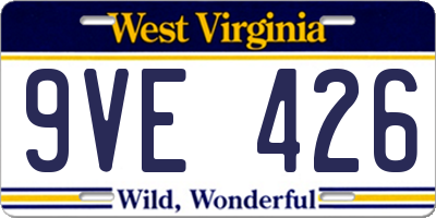 WV license plate 9VE426