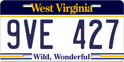 WV license plate 9VE427