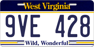 WV license plate 9VE428
