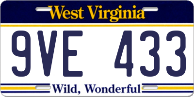 WV license plate 9VE433