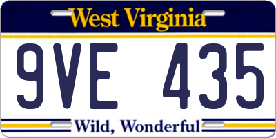 WV license plate 9VE435