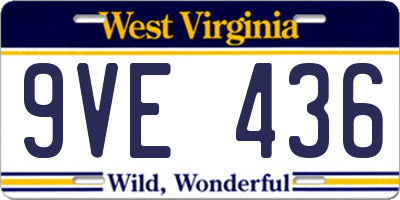 WV license plate 9VE436