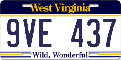 WV license plate 9VE437
