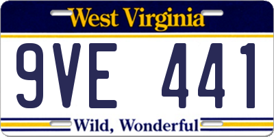 WV license plate 9VE441
