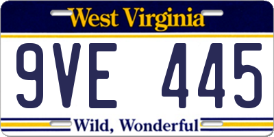 WV license plate 9VE445