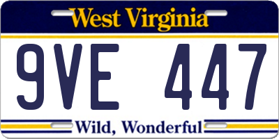 WV license plate 9VE447