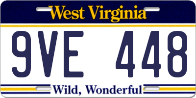 WV license plate 9VE448
