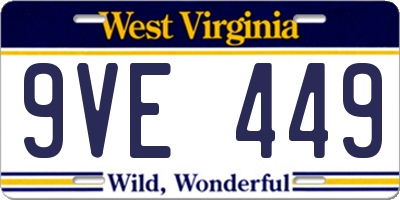 WV license plate 9VE449