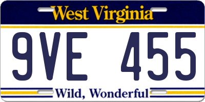 WV license plate 9VE455