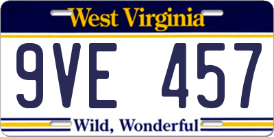 WV license plate 9VE457