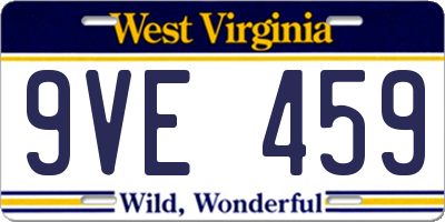 WV license plate 9VE459