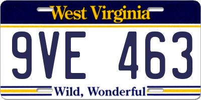 WV license plate 9VE463