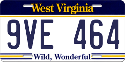 WV license plate 9VE464