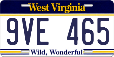 WV license plate 9VE465