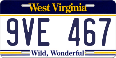 WV license plate 9VE467