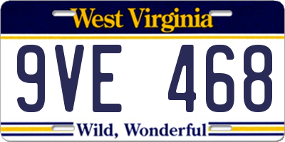 WV license plate 9VE468