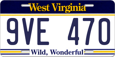 WV license plate 9VE470