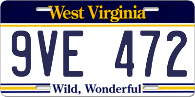 WV license plate 9VE472