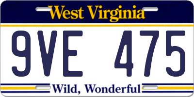 WV license plate 9VE475
