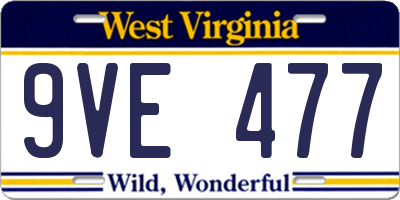 WV license plate 9VE477