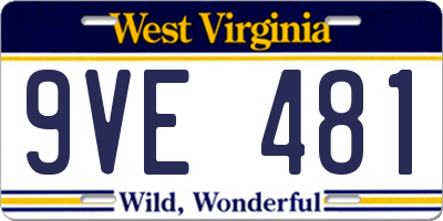 WV license plate 9VE481