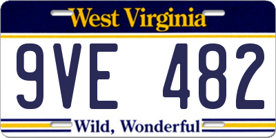 WV license plate 9VE482