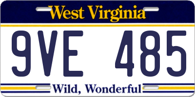 WV license plate 9VE485