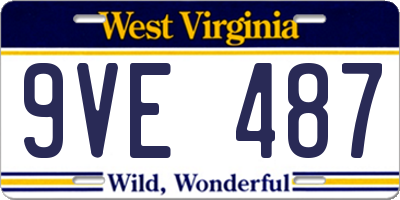 WV license plate 9VE487