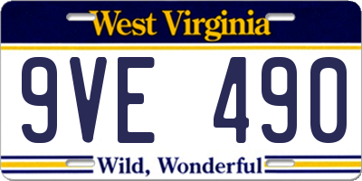 WV license plate 9VE490
