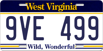 WV license plate 9VE499