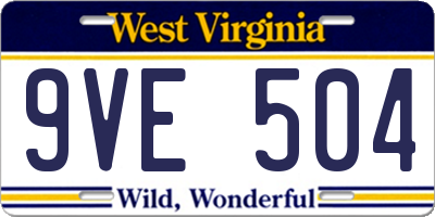 WV license plate 9VE504