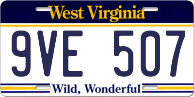 WV license plate 9VE507