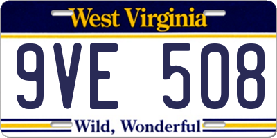 WV license plate 9VE508