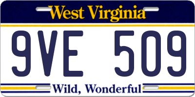 WV license plate 9VE509