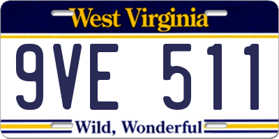 WV license plate 9VE511