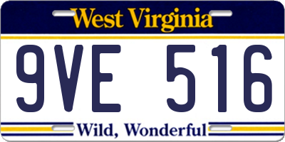 WV license plate 9VE516
