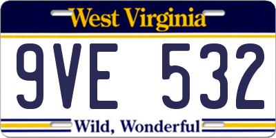 WV license plate 9VE532