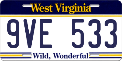 WV license plate 9VE533