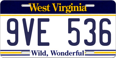 WV license plate 9VE536
