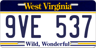WV license plate 9VE537