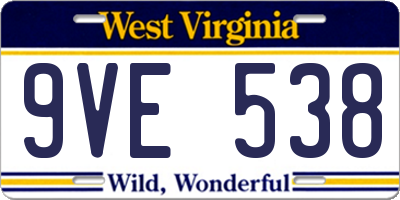 WV license plate 9VE538
