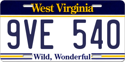 WV license plate 9VE540