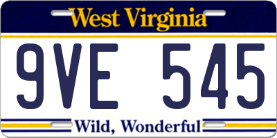 WV license plate 9VE545