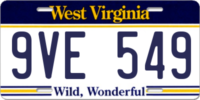 WV license plate 9VE549