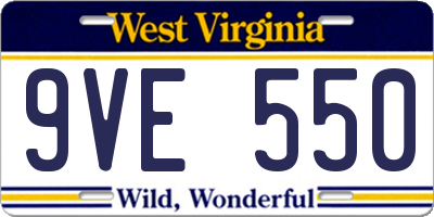 WV license plate 9VE550