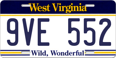 WV license plate 9VE552