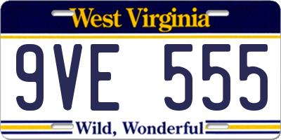 WV license plate 9VE555