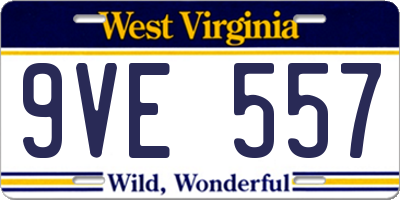WV license plate 9VE557