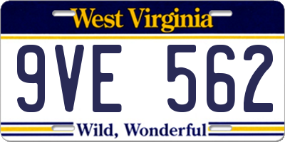 WV license plate 9VE562