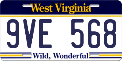 WV license plate 9VE568